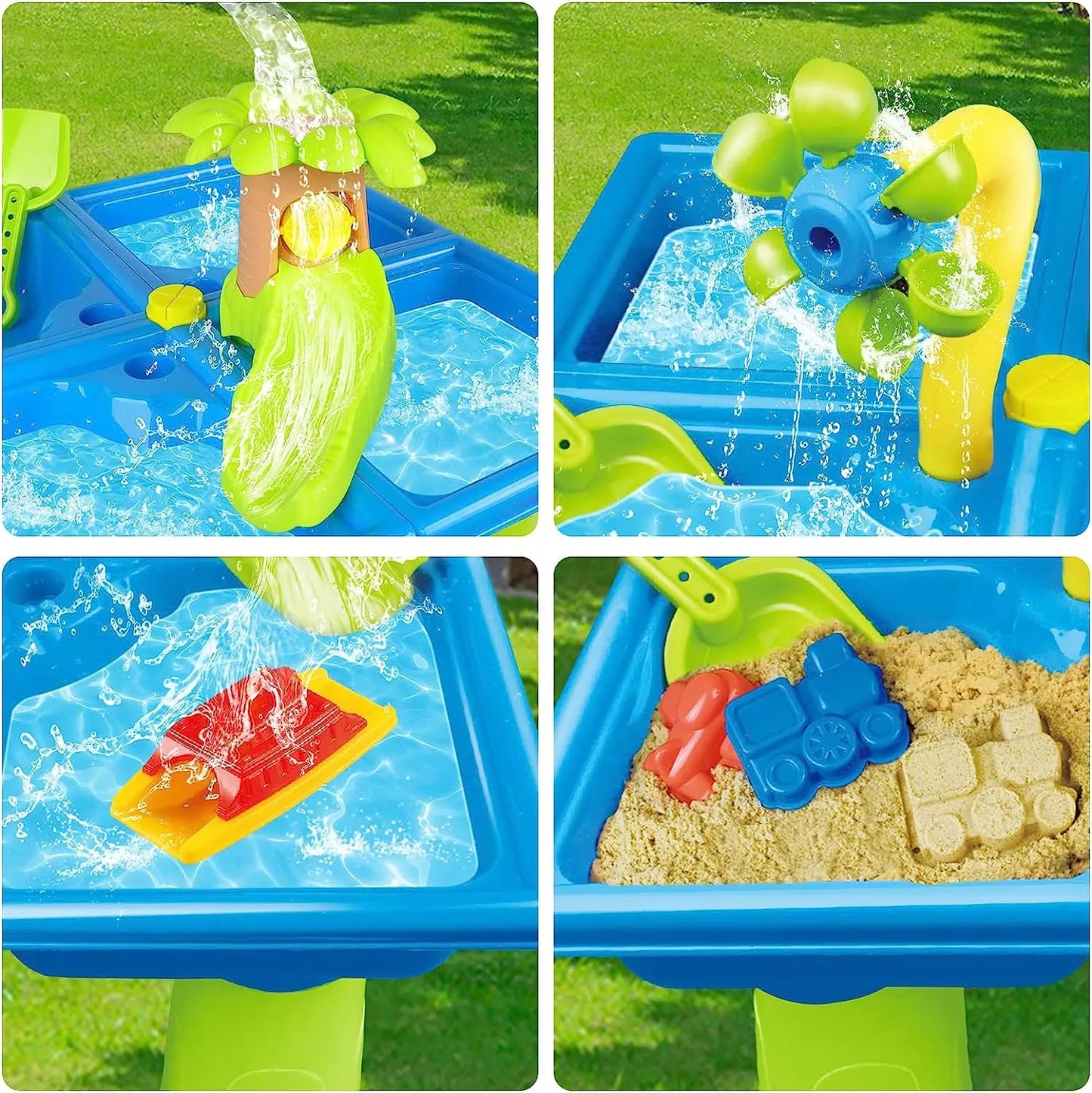 Water Table for Toddlers 4 in 1 Kids Portable Water Play Table Beach Toys 24PCS Sensory Activity Splash Table Toys for Children